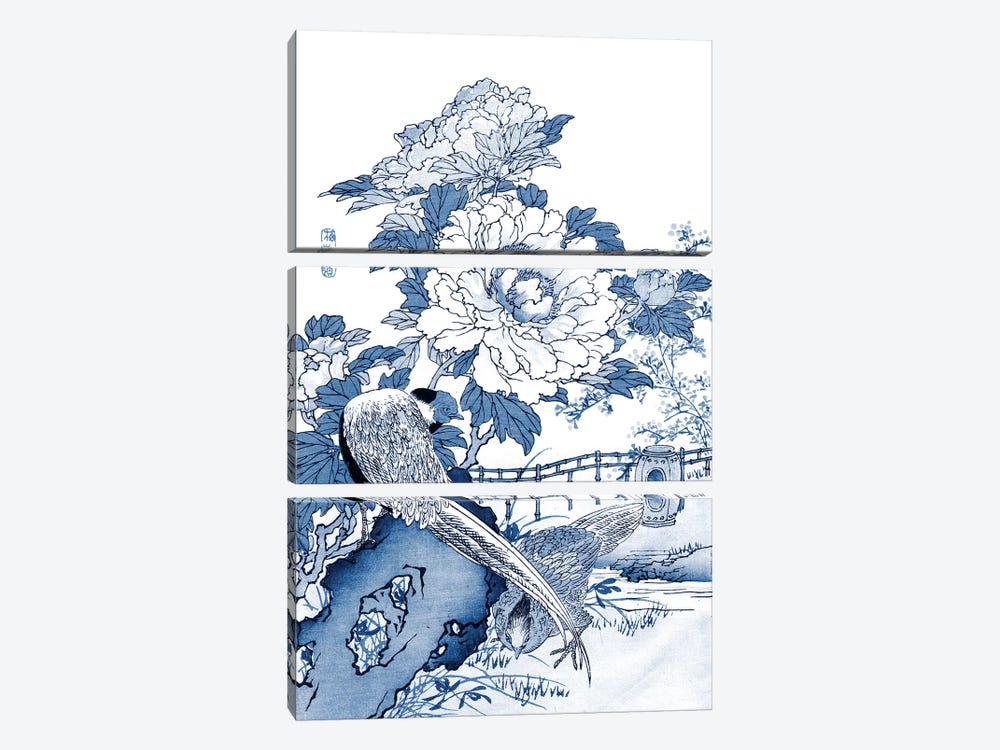 Blue & White Asian Garden II by Vision Studio 3-piece Canvas Wall Art