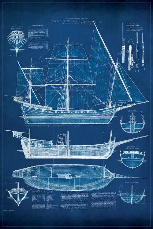 Antique Ship Blueprint I