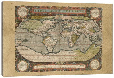 Embellished Antique World Map Canvas Art Print - Antique Maps