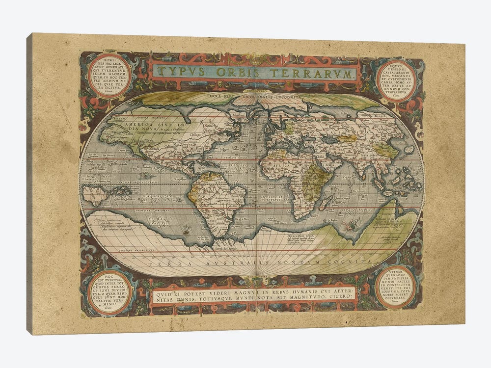 Embellished Antique World Map by Vision Studio 1-piece Canvas Artwork