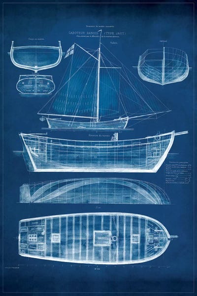 Sailboats: Antique Ship Blueprint II by Vision Studio