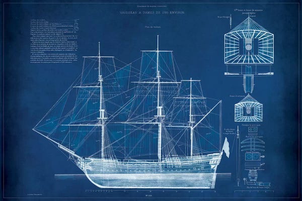 Blueprints & Patent Sketches: Antique Ship Blueprint IV by Vision Studio