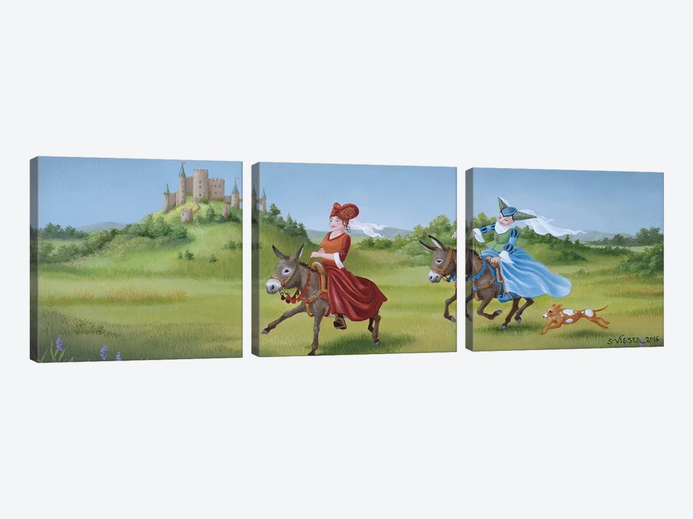Galloping by Suzan Visser 3-piece Canvas Wall Art