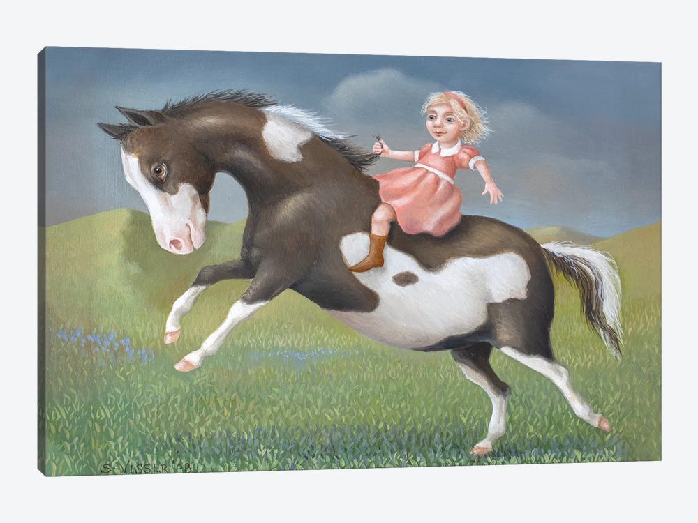 Little Girl On A Pony by Suzan Visser 1-piece Canvas Wall Art