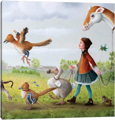 Animal Walk Service Canvas Art Print - Fairytale Scenes