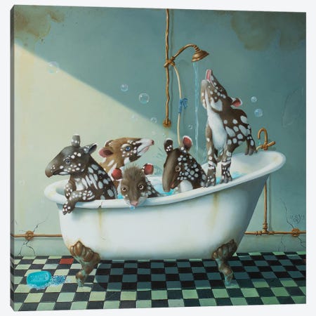 Bath Time Canvas Print #VSS6} by Suzan Visser Canvas Art
