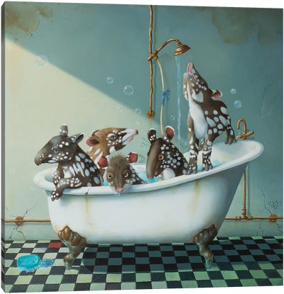 Bath Time Canvas Art Print - Suzan Visser