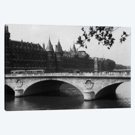 1930s Hotel De Ville And Bridge On River Seine Paris France Canvas Print #VTG100} by Vintage Images Canvas Art Print