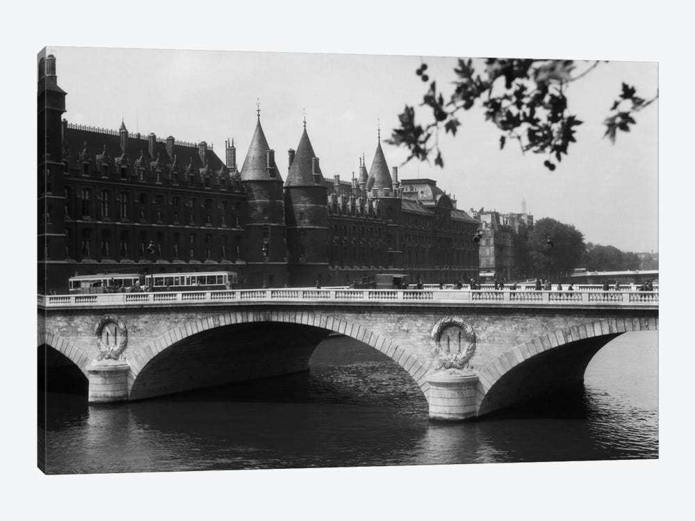 1930s Hotel De Ville And Bridge On River Seine Paris France by Vintage Images 1-piece Canvas Art Print