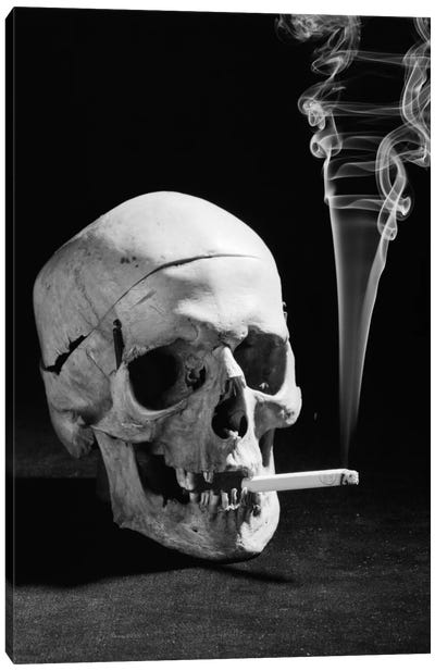 1930s Human Skull Smoking A Cigarette Canvas Art Print - Vintage Images