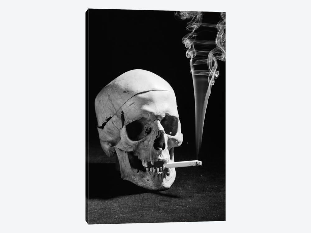1930s Human Skull Smoking A Cigarette by Vintage Images 1-piece Canvas Wall Art