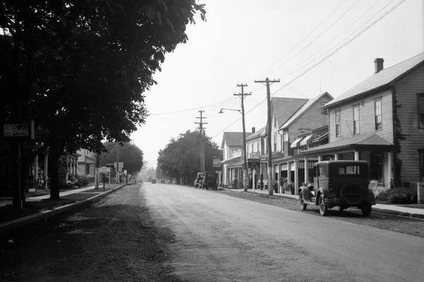 1930s Jennerstown Pennsylvania Looking Down The Main Street Of This Small Town