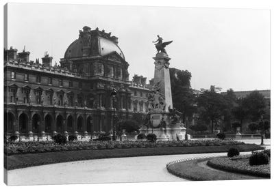 1930s Le Louvre Museum And Gardens Paris France Canvas Art Print - The Louvre Museum