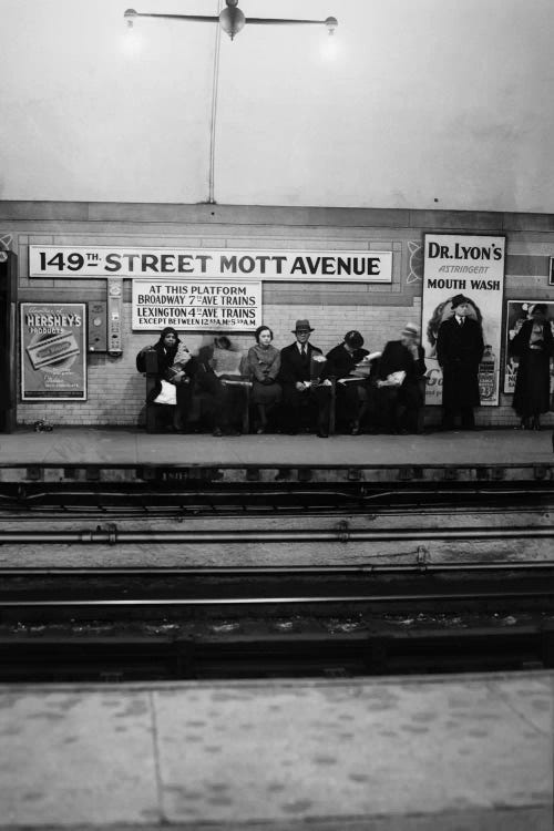 1930s Men And Women Waiting For Subway Train 149Th Street Mott Avenue Bronx New York City by Vintage Images wall art