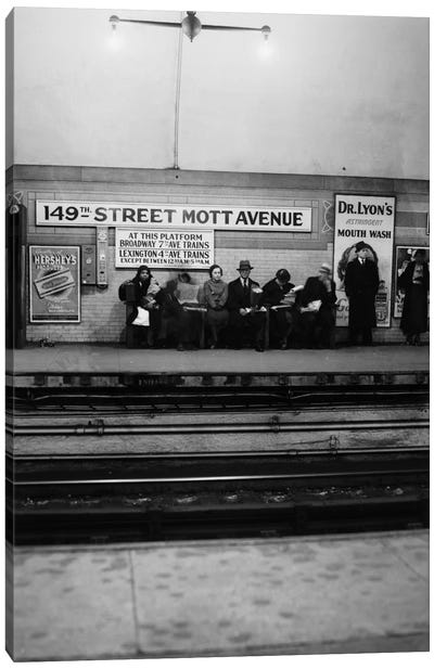 1930s Men And Women Waiting For Subway Train 149Th Street Mott Avenue Bronx New York City Canvas Art Print - Train Art