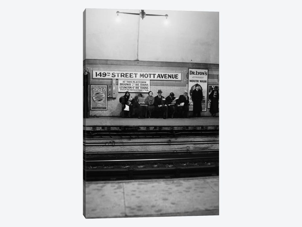 1930s Men And Women Waiting For Subway Train 149Th Street Mott Avenue Bronx New York City by Vintage Images 1-piece Canvas Art Print