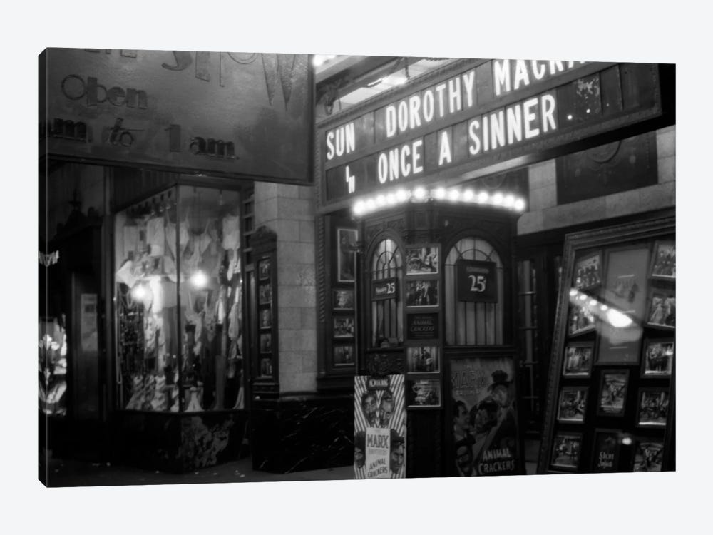 1930s New York City 8Th Avenue And 58Th Street The Columbus Neighborhood Movie House Marquee And Ticket Booth At Night by Vintage Images 1-piece Canvas Art