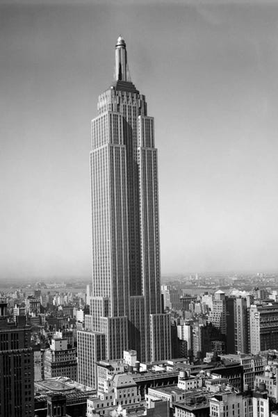 Empire State Building: 1930s New York City Empire State Building Full Length Without Antennae by Vintage Images
