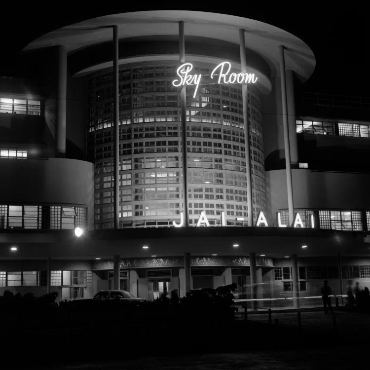 1930s Night Shot Of Jai Alai Nightclub Club The Sky Room Art Deco Building Manila Philippine Islands Philippines