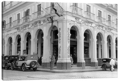 1930s Outside Facade Of Sloppy Joe's Bar Said To Be Origin Of Sloppy Joe Sandwich Old Havana Cuba Canvas Art Print - Havana Art