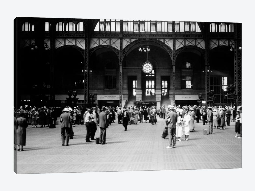 1930s Pennsylvania Penn Station New York City Railroad Station People Passengers Travelers Transportation by Vintage Images 1-piece Canvas Wall Art