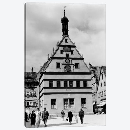1930s Rothenburg Germany Old Council Drinking Hall Established 1406 People Pedestrians In Foreground Canvas Print #VTG127} by Vintage Images Canvas Wall Art