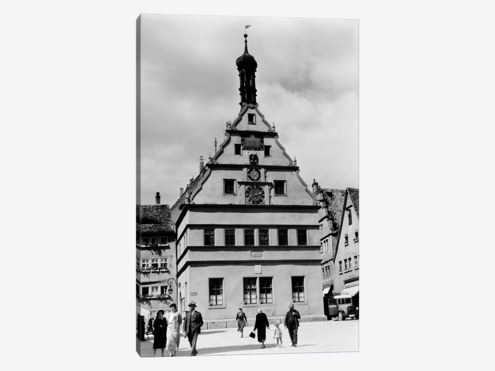 1930s Rothenburg Germany Old Council Drinking Hall Established 1406 People Pedestrians In Foreground by Vintage Images 1-piece Canvas Artwork