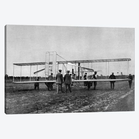 1900s Wilbur Wright Demonstrates Airplane Flying Machine To French War Office August 1908 At Le Mans France Canvas Print #VTG12} by Vintage Images Canvas Art Print