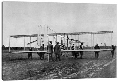 1900s Wilbur Wright Demonstrates Airplane Flying Machine To French War Office August 1908 At Le Mans France Canvas Art Print - Inventor & Scientist Art