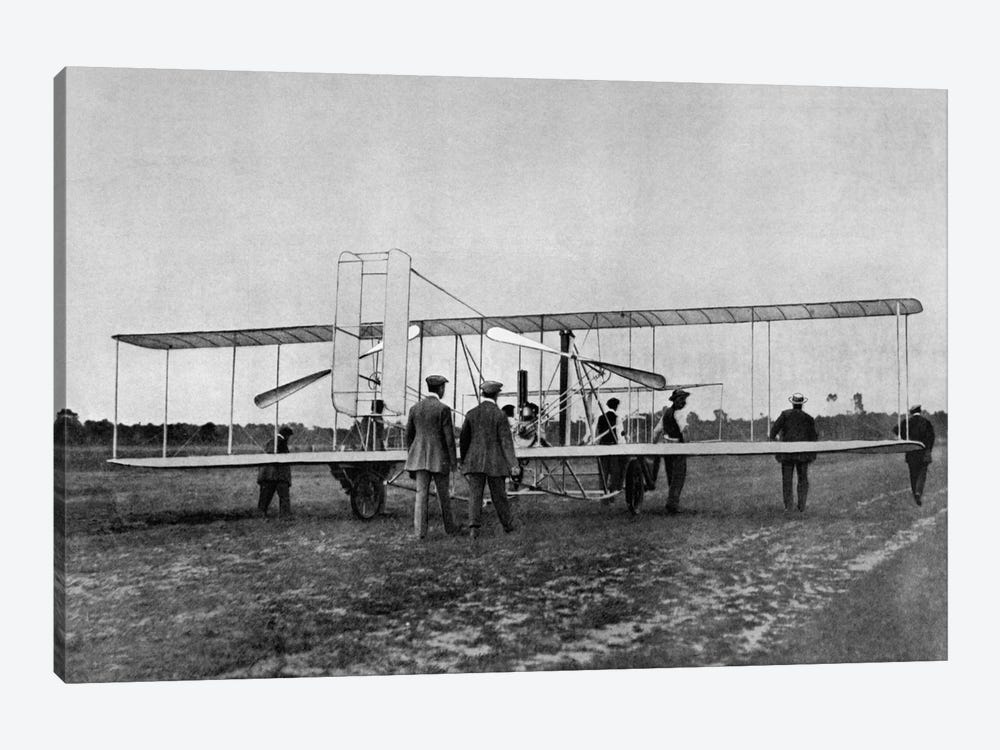 1900s Wilbur Wright Demonstrates Airplane Flying Machine To French War Office August 1908 At Le Mans France by Vintage Images 1-piece Canvas Art Print