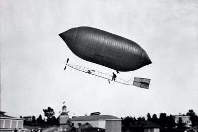 1900s-1910s Lincoln Beachey Airship Appearance Is Cross Between Hot Air Balloon And Blimp by Vintage Images framed wall art