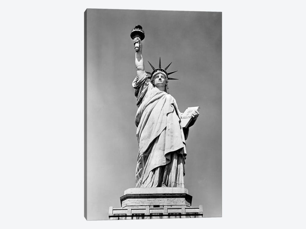 1930s Statue Of Liberty NY Harbor Ellis Island National Monument 1886 by Vintage Images 1-piece Canvas Wall Art