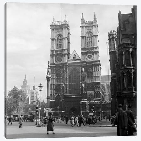 1930s Street Scene Westminster Abbey City Of Westminster Central London England Canvas Print #VTG131} by Vintage Images Canvas Artwork