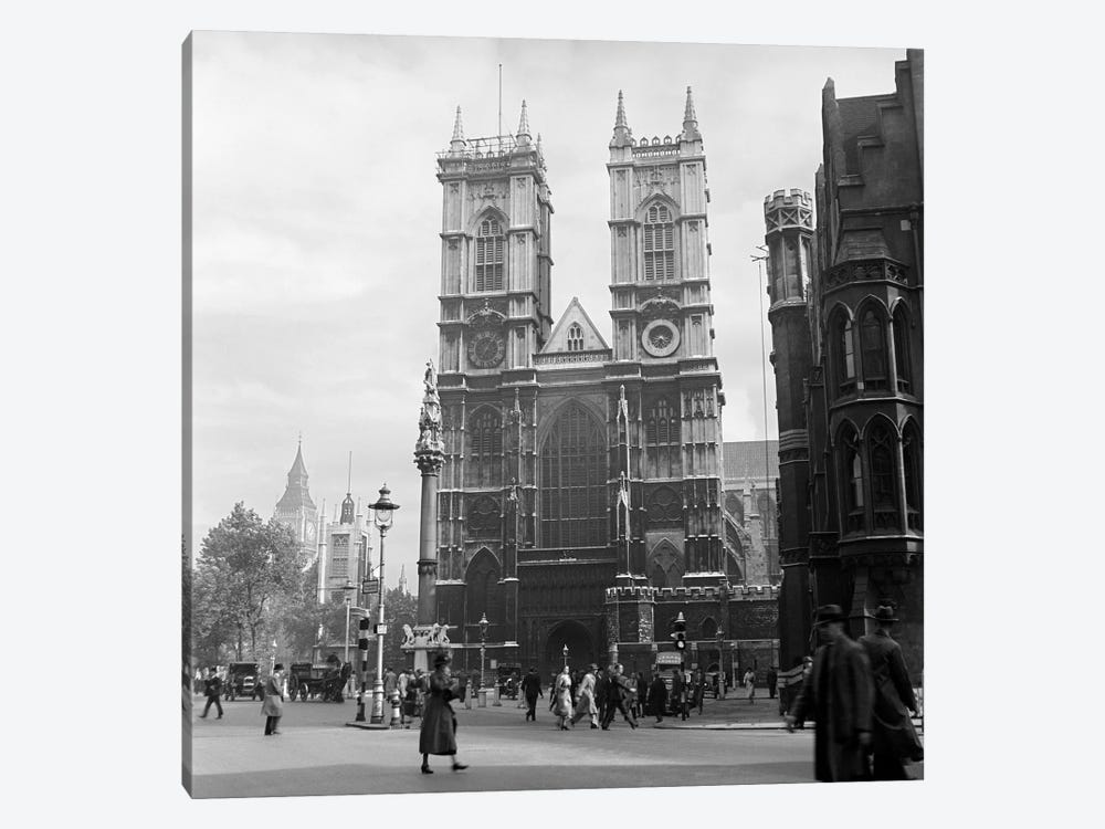 1930s Street Scene Westminster Abbey City Of Westminster Central London England by Vintage Images 1-piece Canvas Print