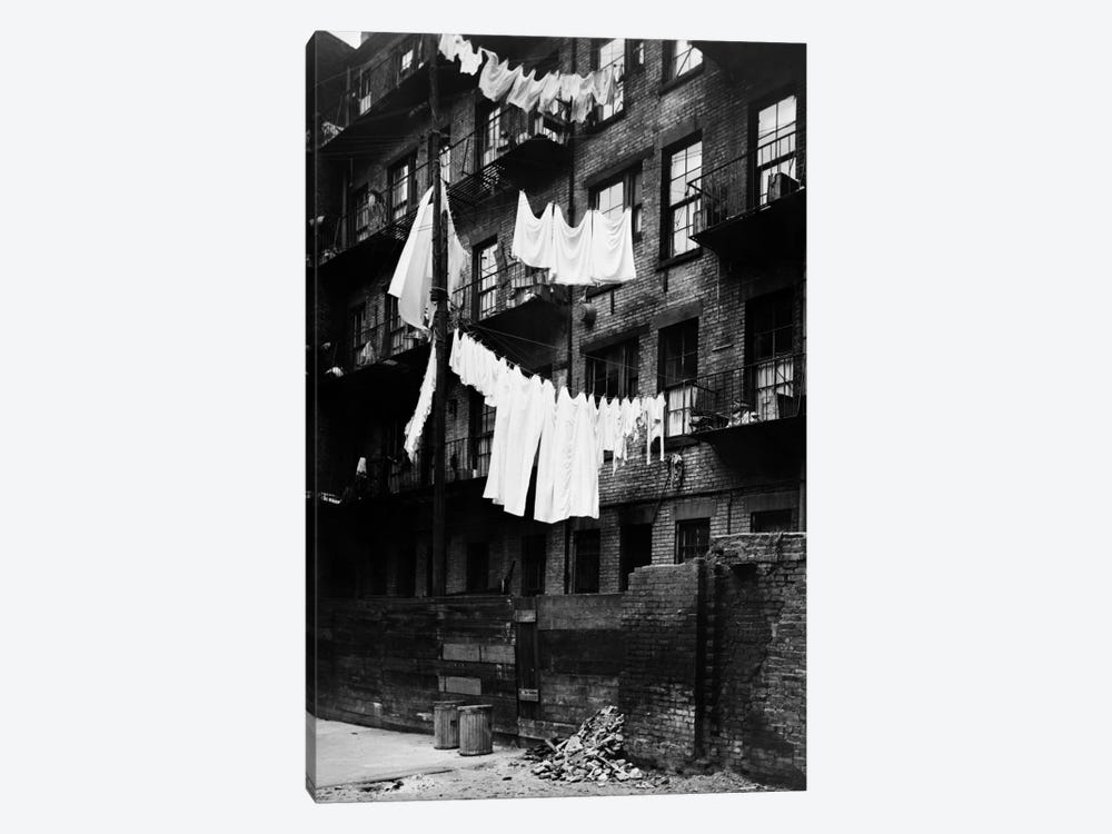 1930s Tenement Building With Laundry Hanging On Clotheslines I by Vintage Images 1-piece Canvas Art Print