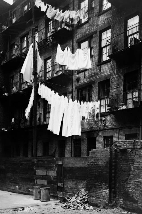 1930s Tenement Building With Laundry Hanging On Clotheslines I