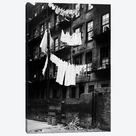 1930s Tenement Building With Laundry Hanging On Clotheslines I Canvas Print #VTG133} by Vintage Images Canvas Wall Art