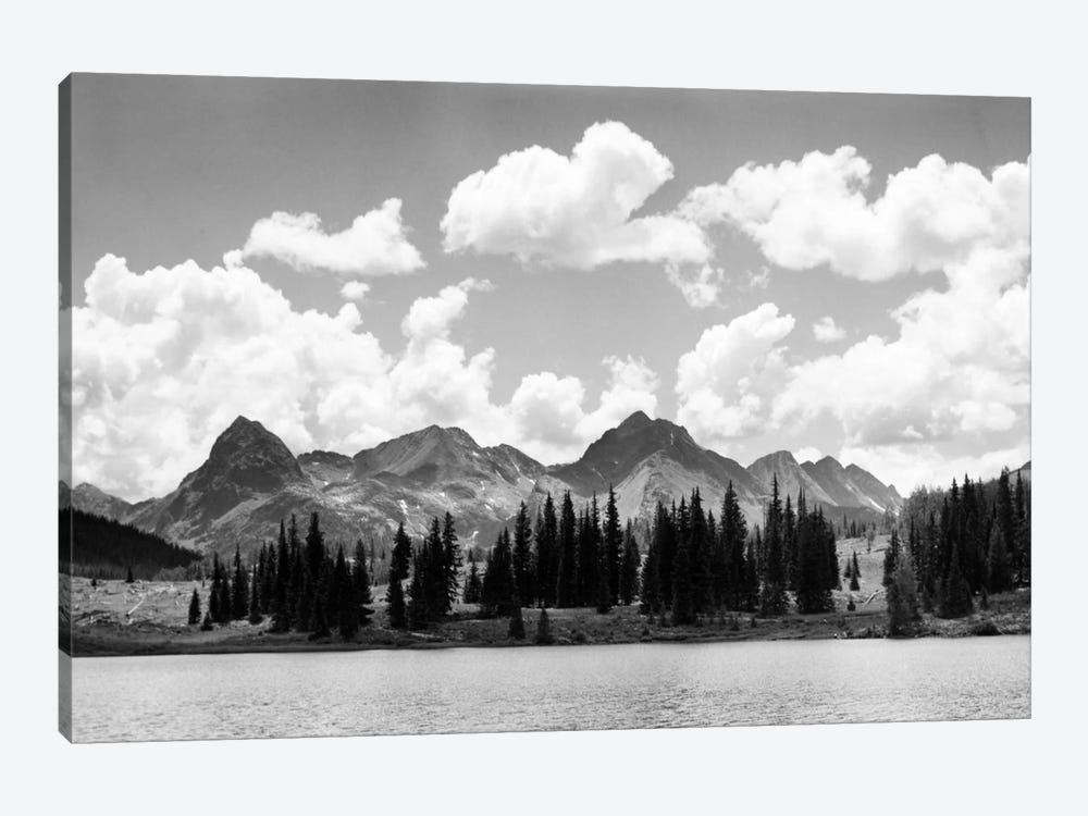 1930s Western North America Mountain Range Skyline And Lake In Foreground by Vintage Images 1-piece Canvas Art