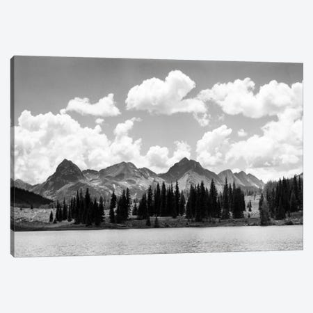 1930s Western North America Mountain Range Skyline And Lake In Foreground Canvas Print #VTG136} by Vintage Images Art Print