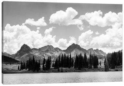 1930s Western North America Mountain Range Skyline And Lake In Foreground Canvas Art Print - Vintage Images