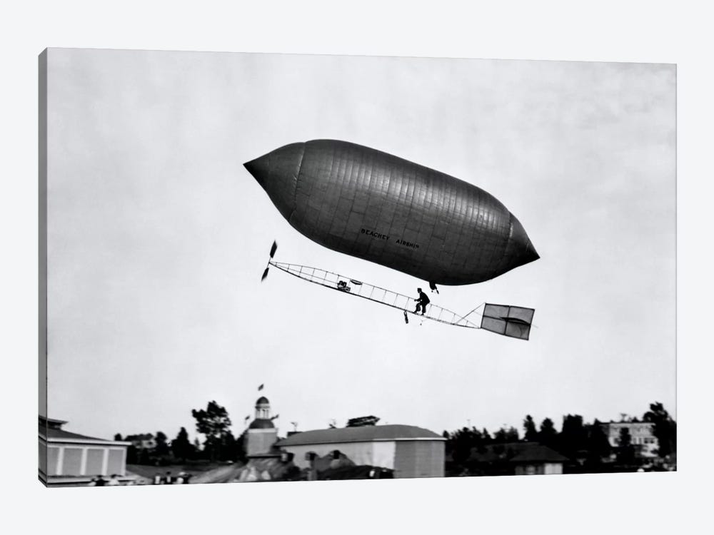 1900s-1910s Lincoln Beachey Airship Appearance Is Cross Between Hot Air Balloon And Blimp by Vintage Images 1-piece Canvas Artwork