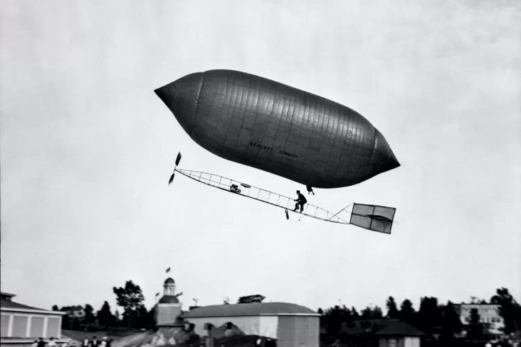 1900s-1910s Lincoln Beachey Airship Appearance Is Cross Between Hot Air Balloon And Blimp by Vintage Images wall art