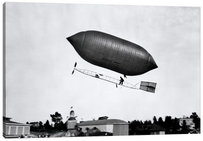 1900s-1910s Lincoln Beachey Airship Appearance Is Cross Between Hot Air Balloon And Blimp Canvas Art Print - Blimp Art