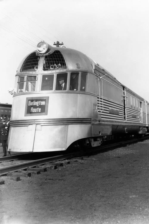 1930s Zephyr Train Engine Cars In Perspective Burlington Route Railroad