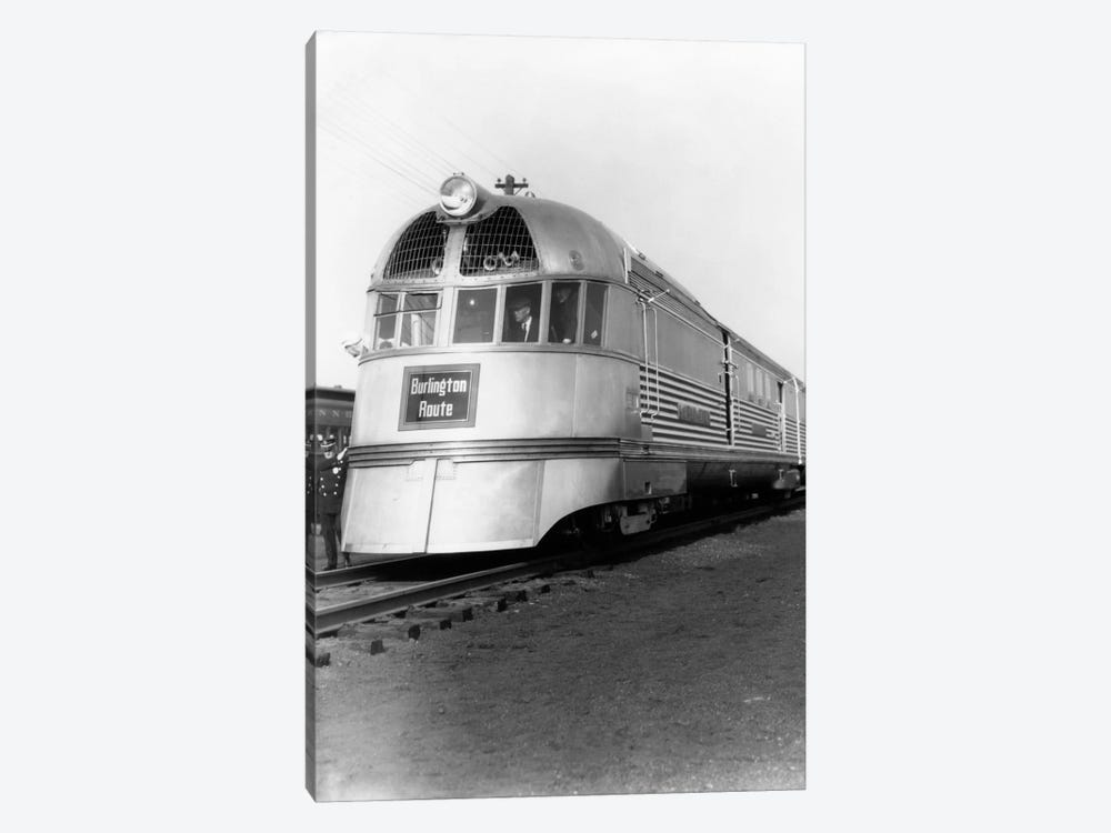 1930s Zephyr Train Engine Cars In Perspective Burlington Route Railroad by Vintage Images 1-piece Canvas Wall Art