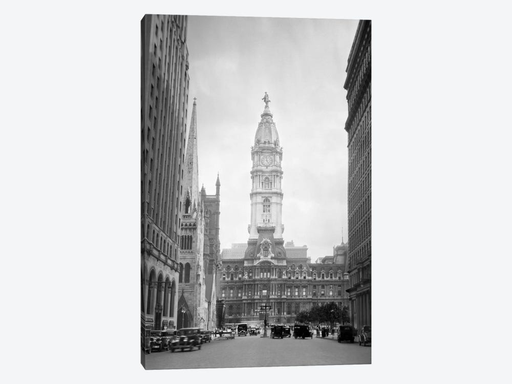 1930s-1936 View Down North Broad Street To The Philadelphia City Hall by Vintage Images 1-piece Canvas Art