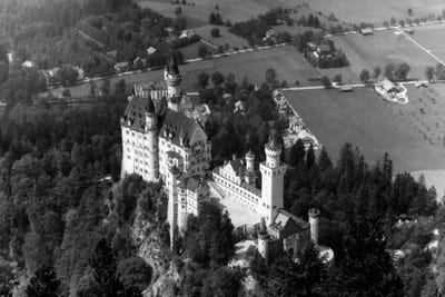 1930s-1940s Aerial Of Neuschwanstein Castle by Vintage Images metal wall art