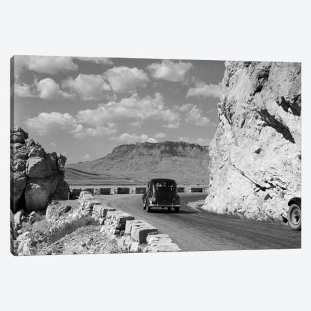 1930s-1940s Car Driving On Mountain Road In Yellowstone National Park Near Cody Wyoming USA Canvas Print #VTG147} by Vintage Images Canvas Wall Art