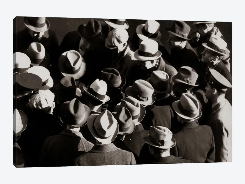 1930s-1940s Elevated View Of Group Crowd Of Men All Wearing Hats by Vintage Images 1-piece Canvas Art