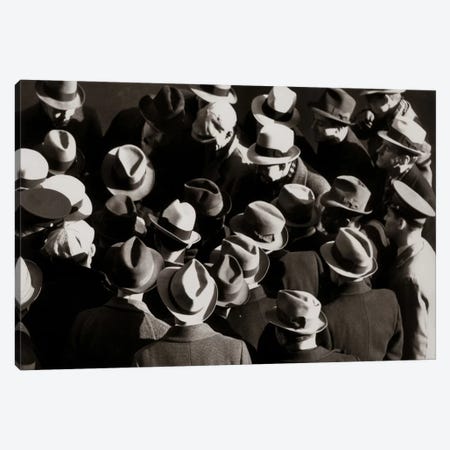 1930s-1940s Elevated View Of Group Crowd Of Men All Wearing Hats Canvas Print #VTG150} by Vintage Images Canvas Artwork